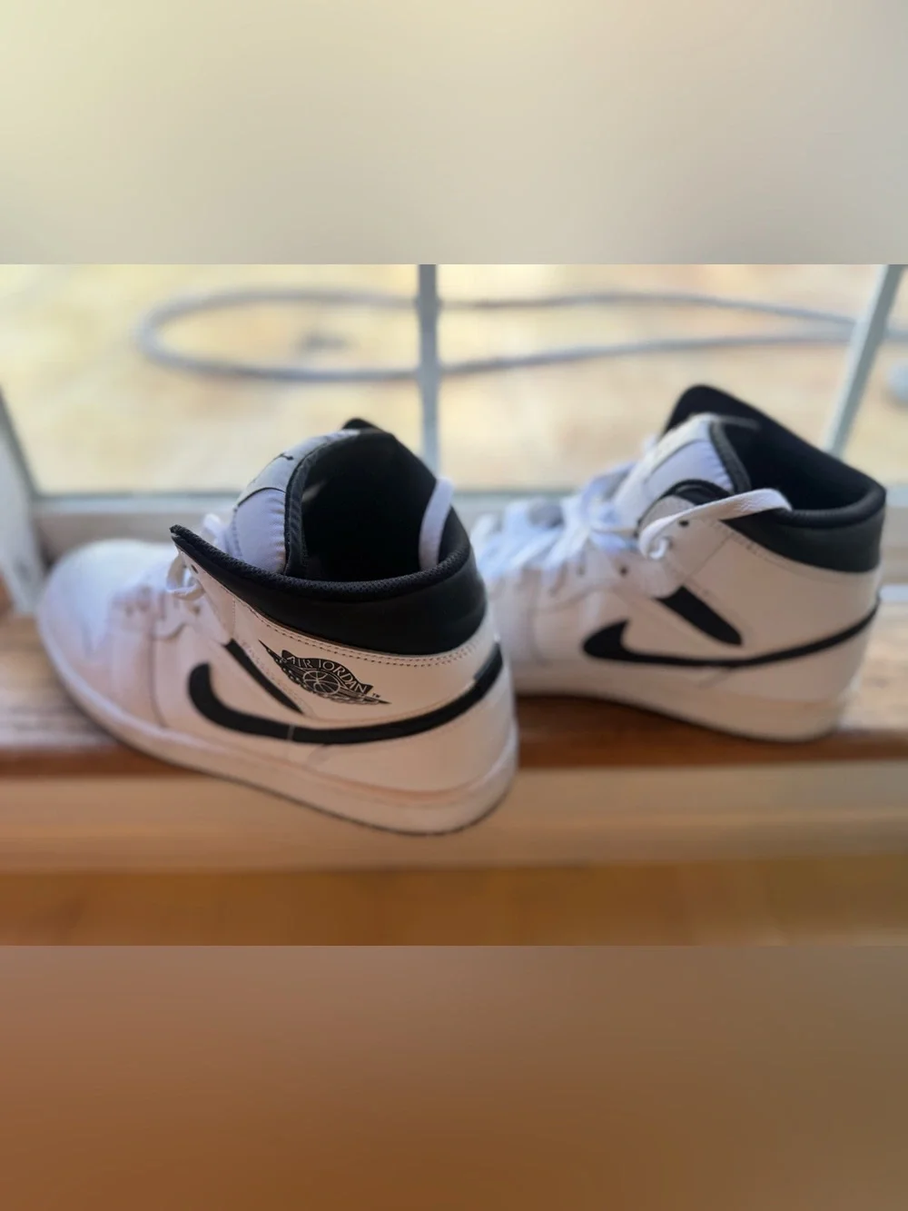 Jordan Men White and Black High-Top Sneakers